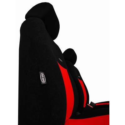 Autopotahy Elegance alcantara na Ford C-Max, 5 míst, od roku 2003 - 2010, černo červené