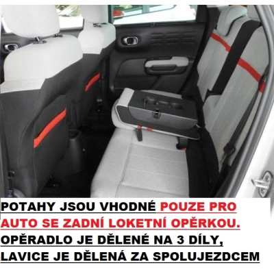 Autopotahy na Citroen C3 Aircross, se zadní lok. opěrkou, od r. 2017, Elegance alcantara černo červené