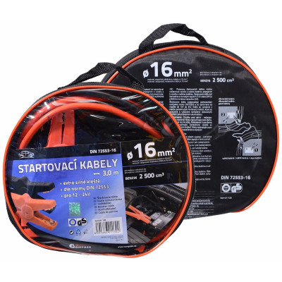Startovací kabely 16, délka 3m, pro ben. motory do 2500cm3
