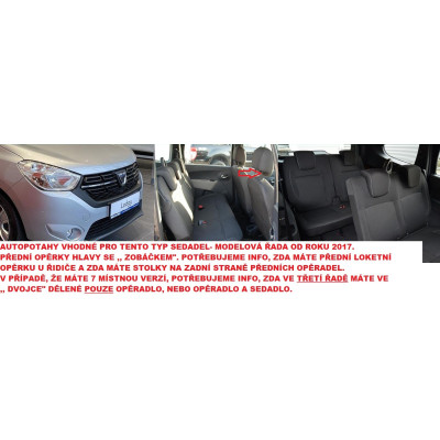 Autopotahy na Dacia Lodgy, 5 míst, od r. 2017, Elegance alcantara černo vínové