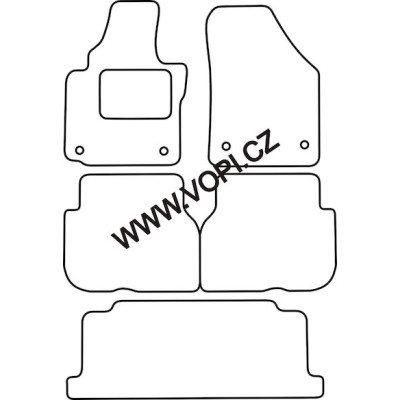 Textilní autokoberce na míru VW Touran, od r. 2003, 7 míst, Perfectfit