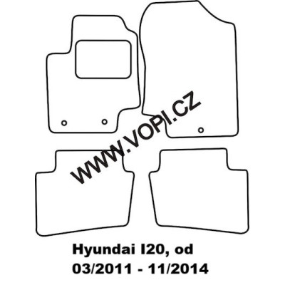 Textilní autokoberce na míru Hyundai I 20, Carfit - Velur